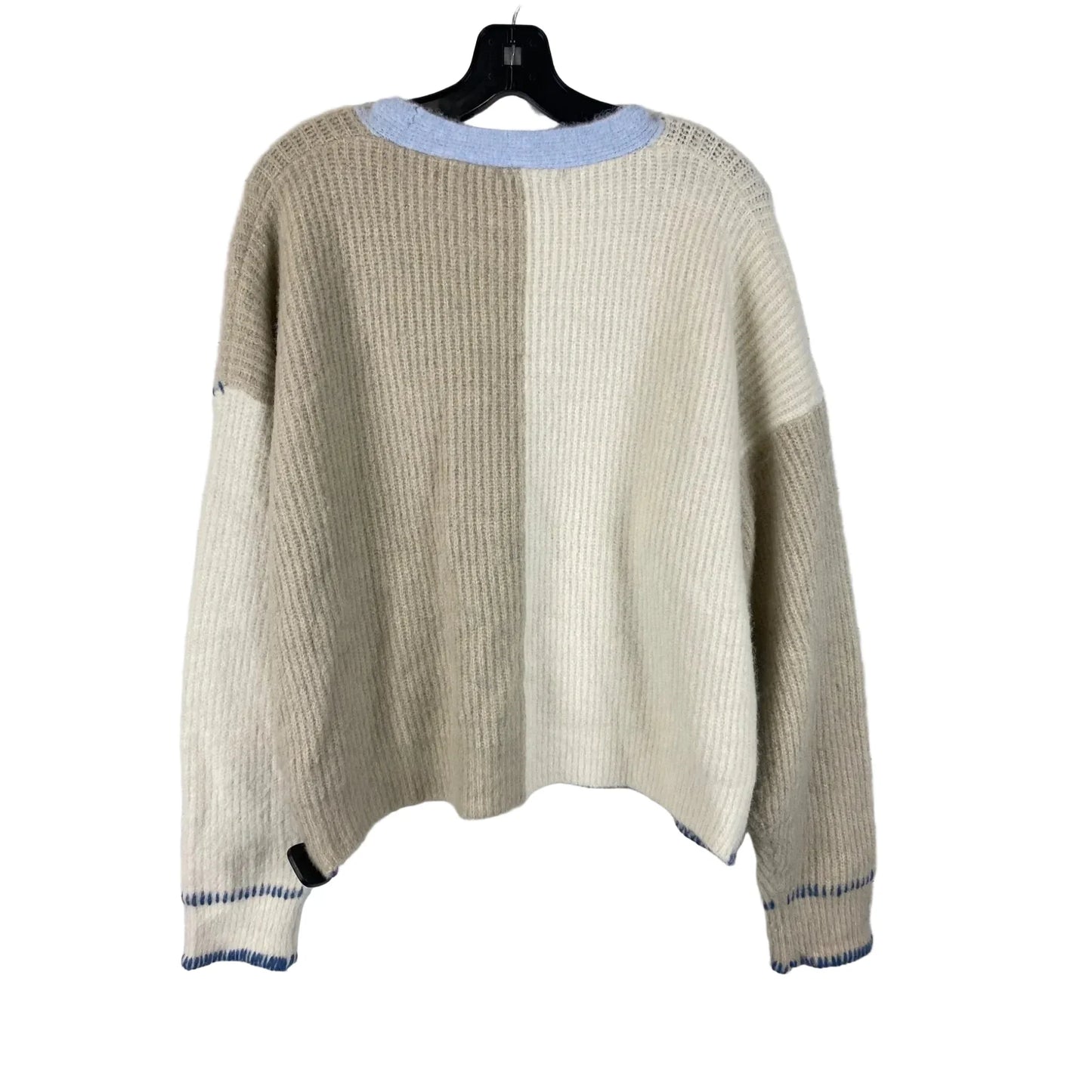 Sweater Cardigan By Strut & Bolt In Blue & Cream, Size: M
