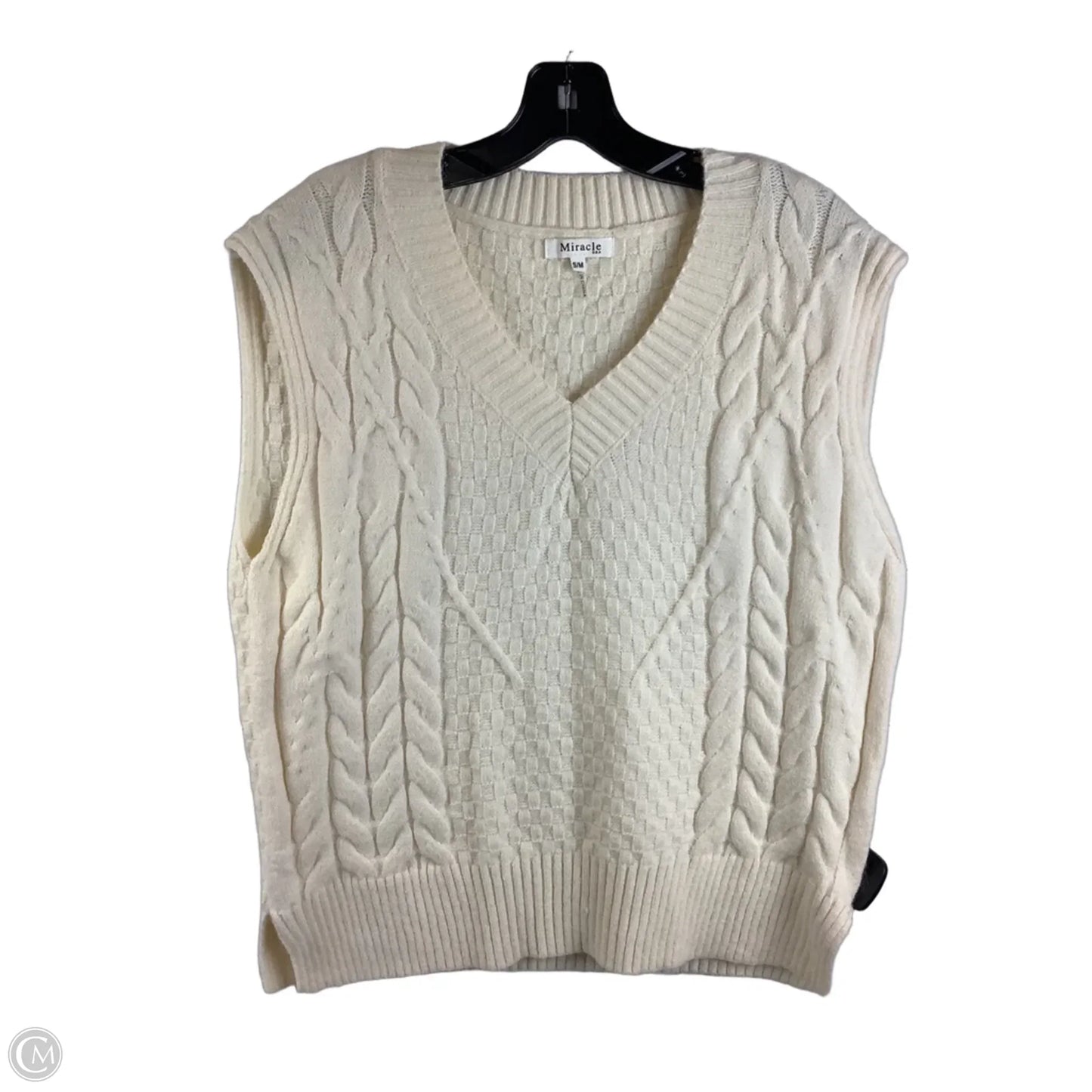 Sweater Short Sleeve By Miracle In Cream, Size: S