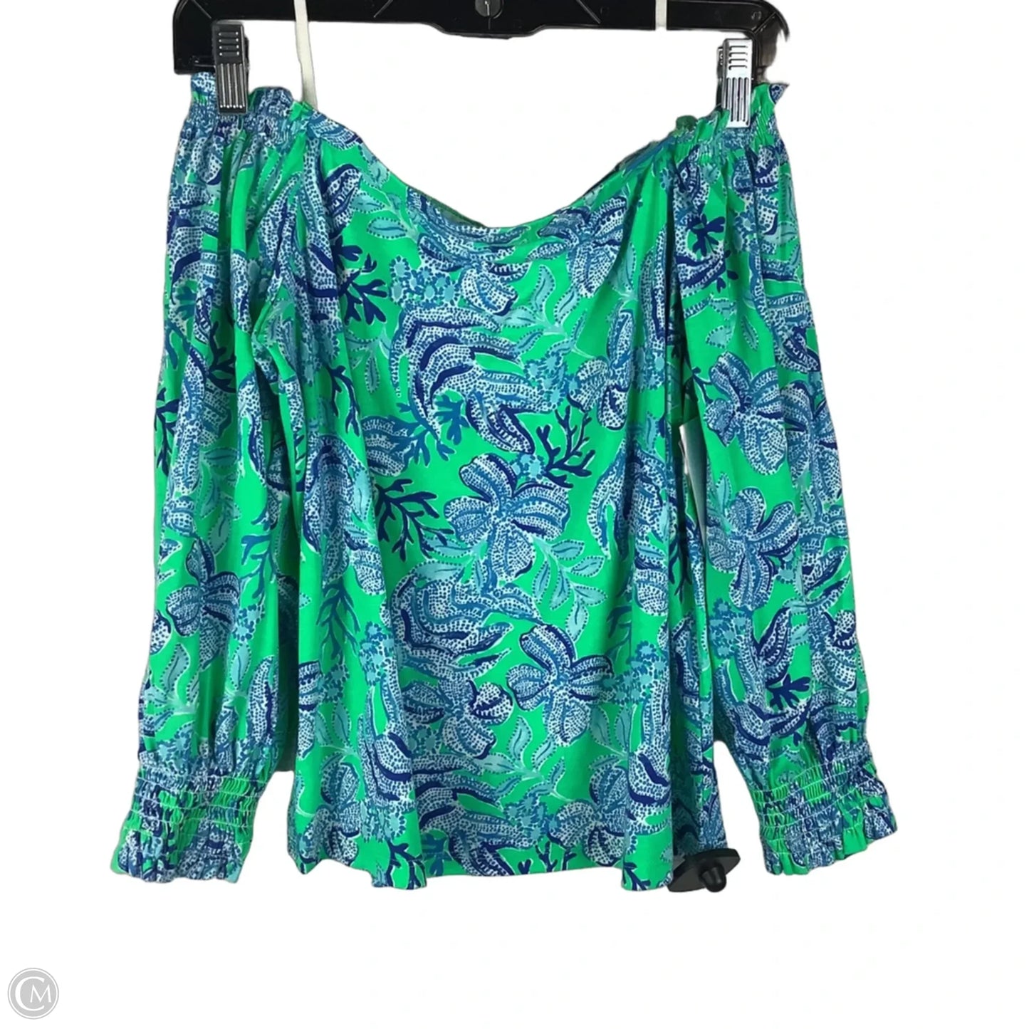 Top Long Sleeve Designer By Lilly Pulitzer In Blue & Green, Size: Xs