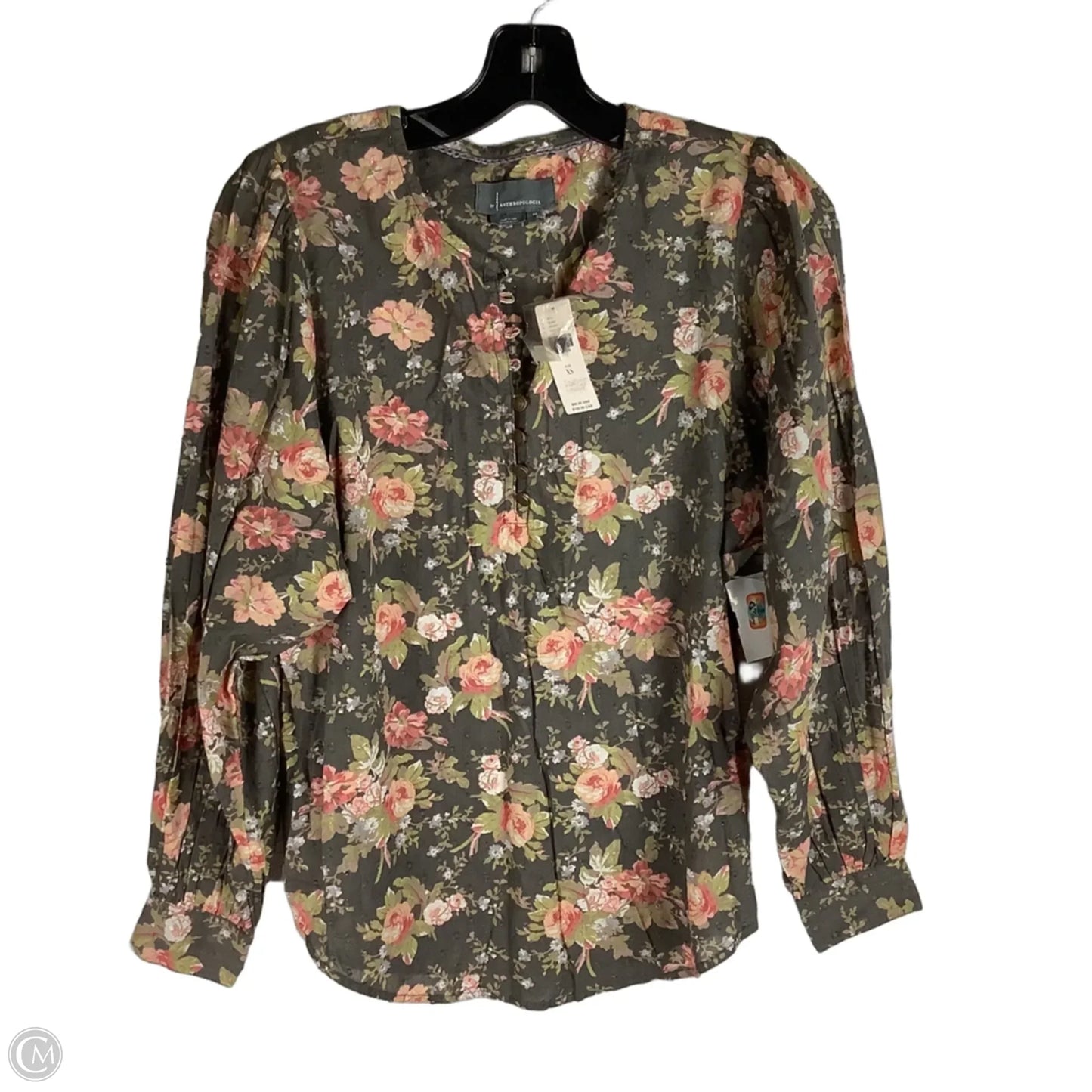Top Long Sleeve By Anthropologie In Floral Print, Size: Xs