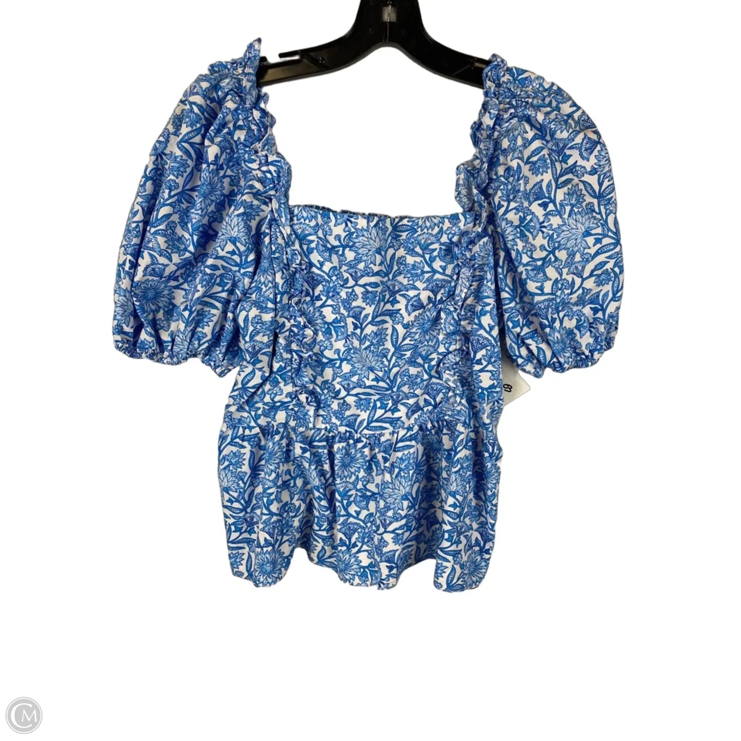 Top Short Sleeve By Cece In Blue & White, Size: M