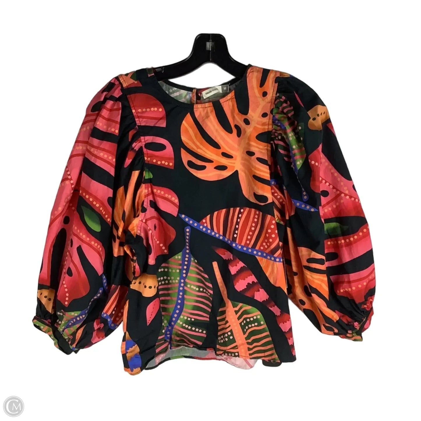 Top Long Sleeve By Cmc In Tropical Print, Size: M