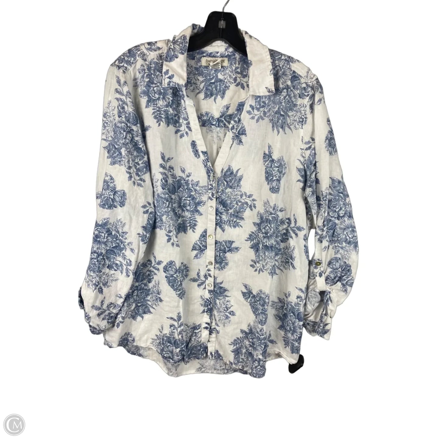 Top Long Sleeve By Rachel Zoe In Blue & White, Size: L