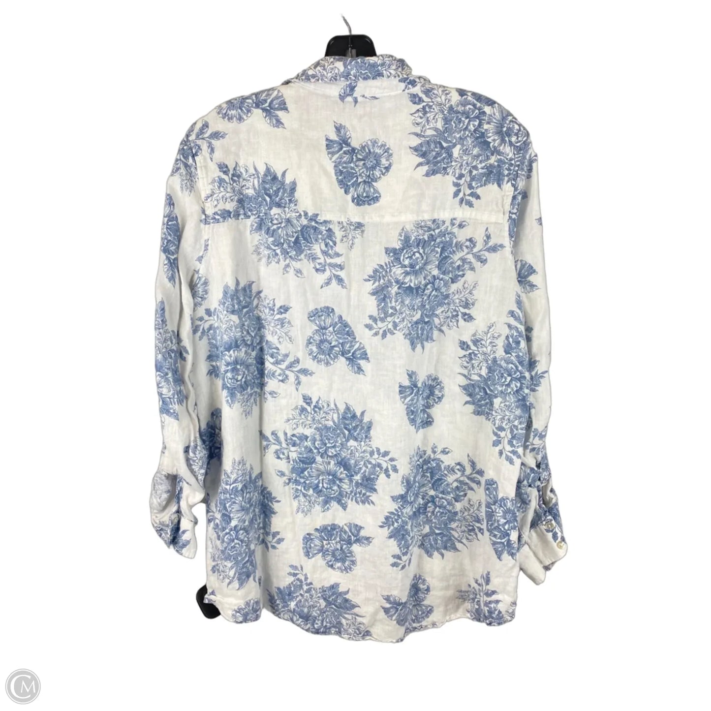 Top Long Sleeve By Rachel Zoe In Blue & White, Size: L