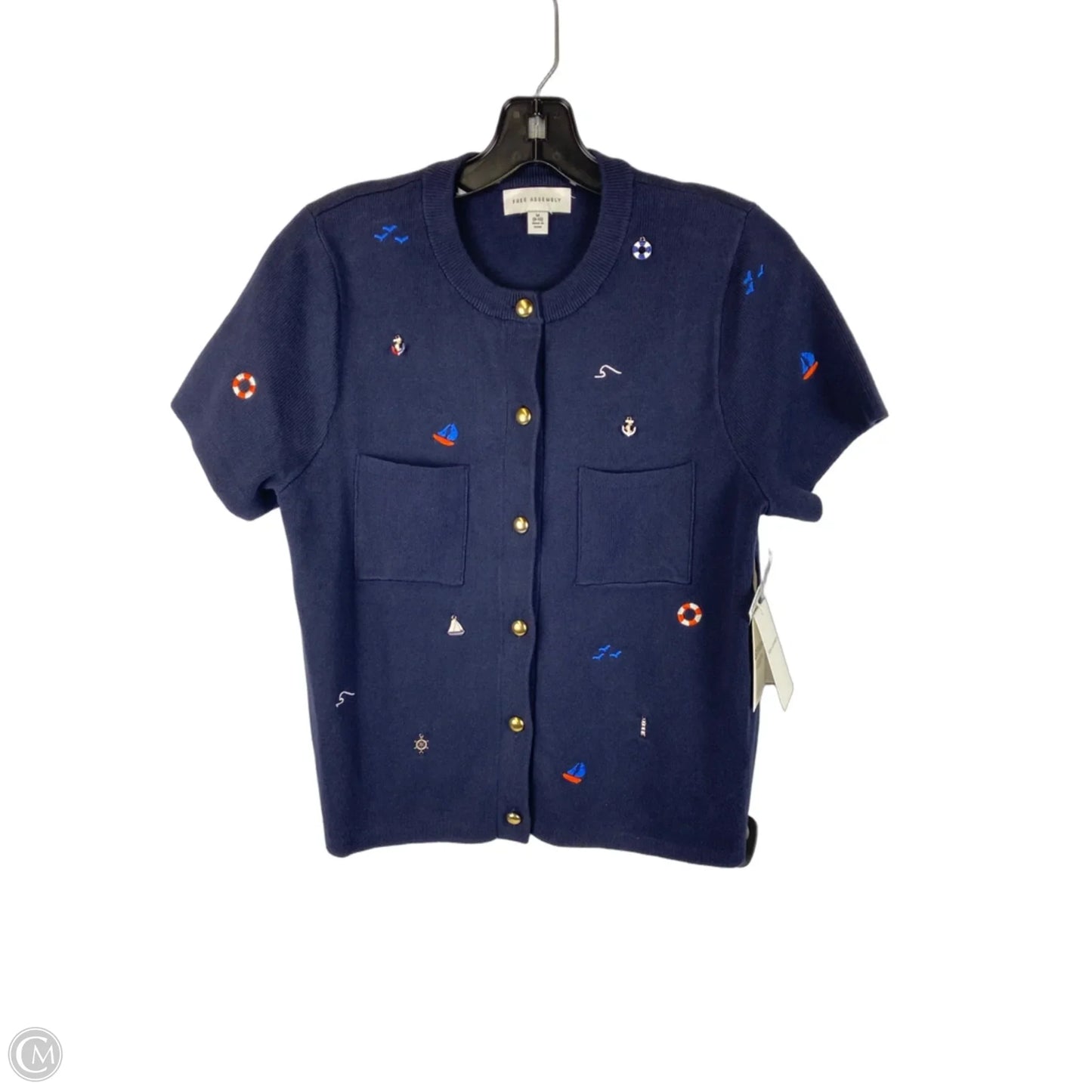 Sweater Cardigan By Free Assembly In Navy, Size: M