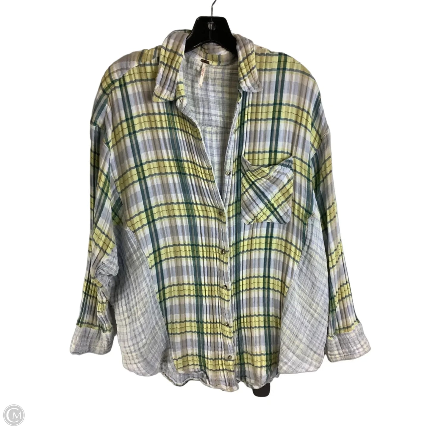 Jacket Shirt By Free People In Plaid Pattern, Size: S (oversized)