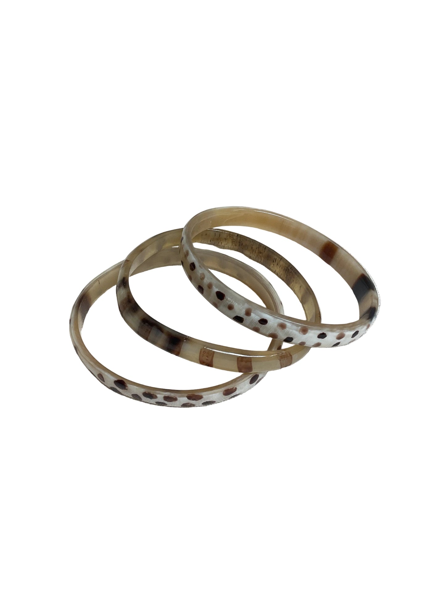Bracelet Bangle By Clothes Mentor In Brown & Cream, Size:03 Piece Set