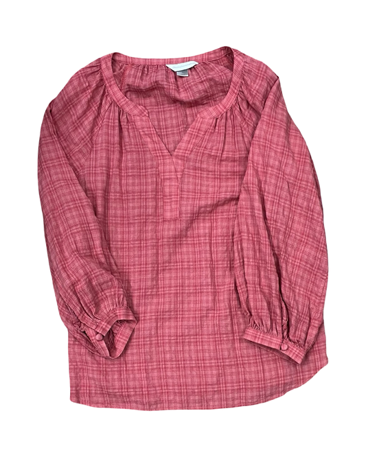 Top 3/4 Sleeve By Christopher And Banks In Pink, Size:L