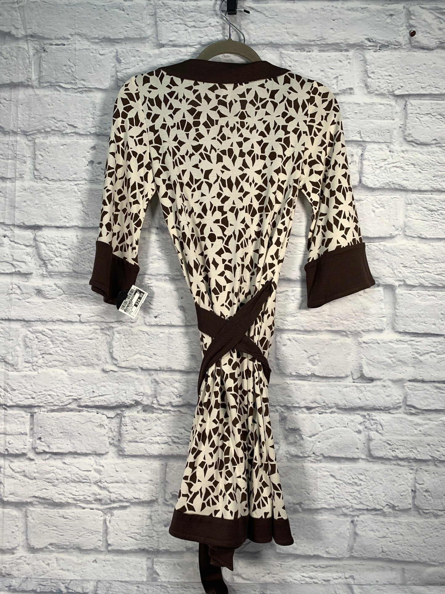 Brown & Cream Dress Designer Diane Von Furstenberg, Size S