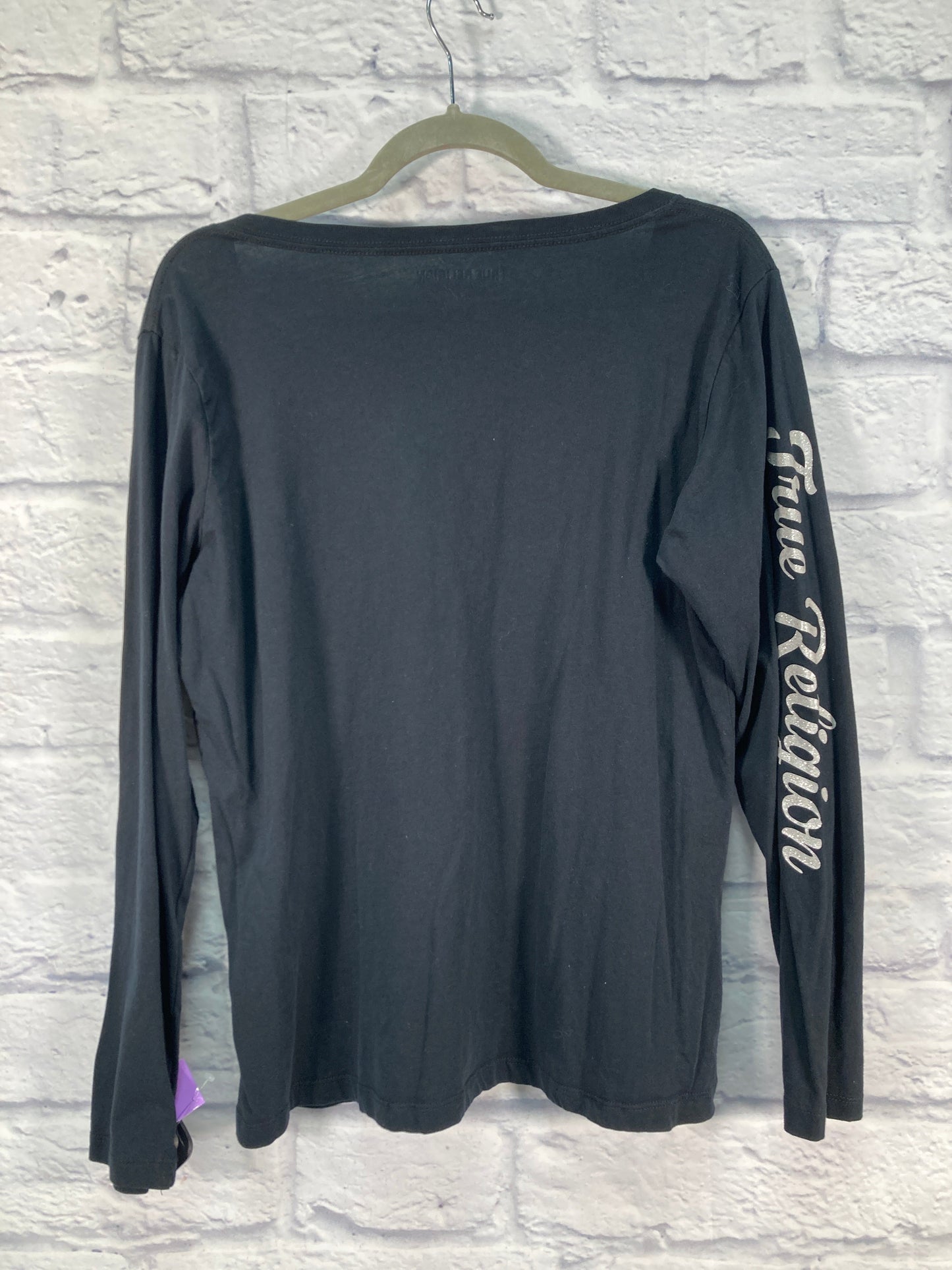 Top Long Sleeve Basic By True Religion In Black & Silver, Size: 2x