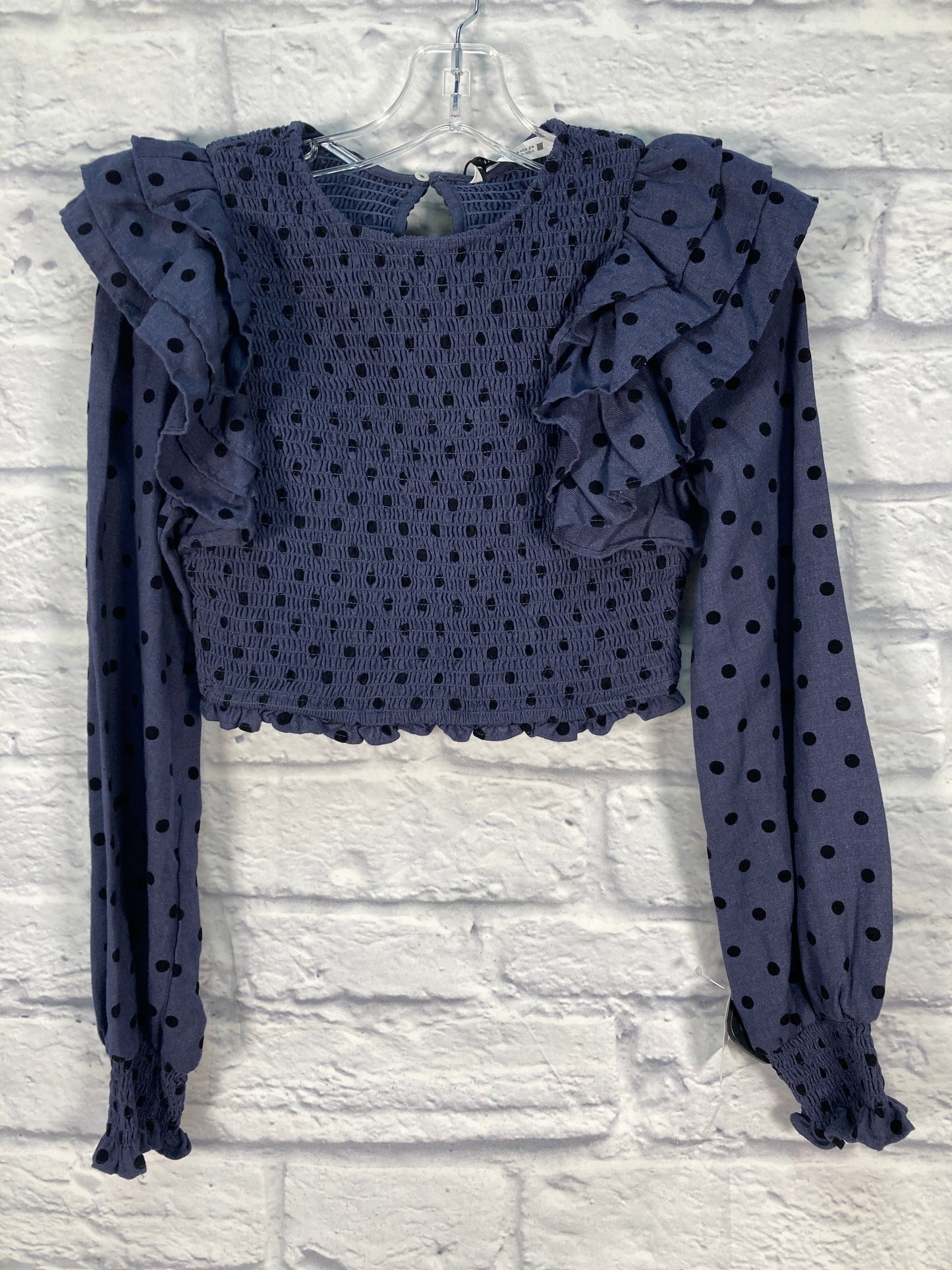 Top Long Sleeve By Zara In Black & Blue, Size: Xs