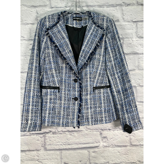 Blazer Designer By Karl Lagerfeld In Blue & White, Size: M
