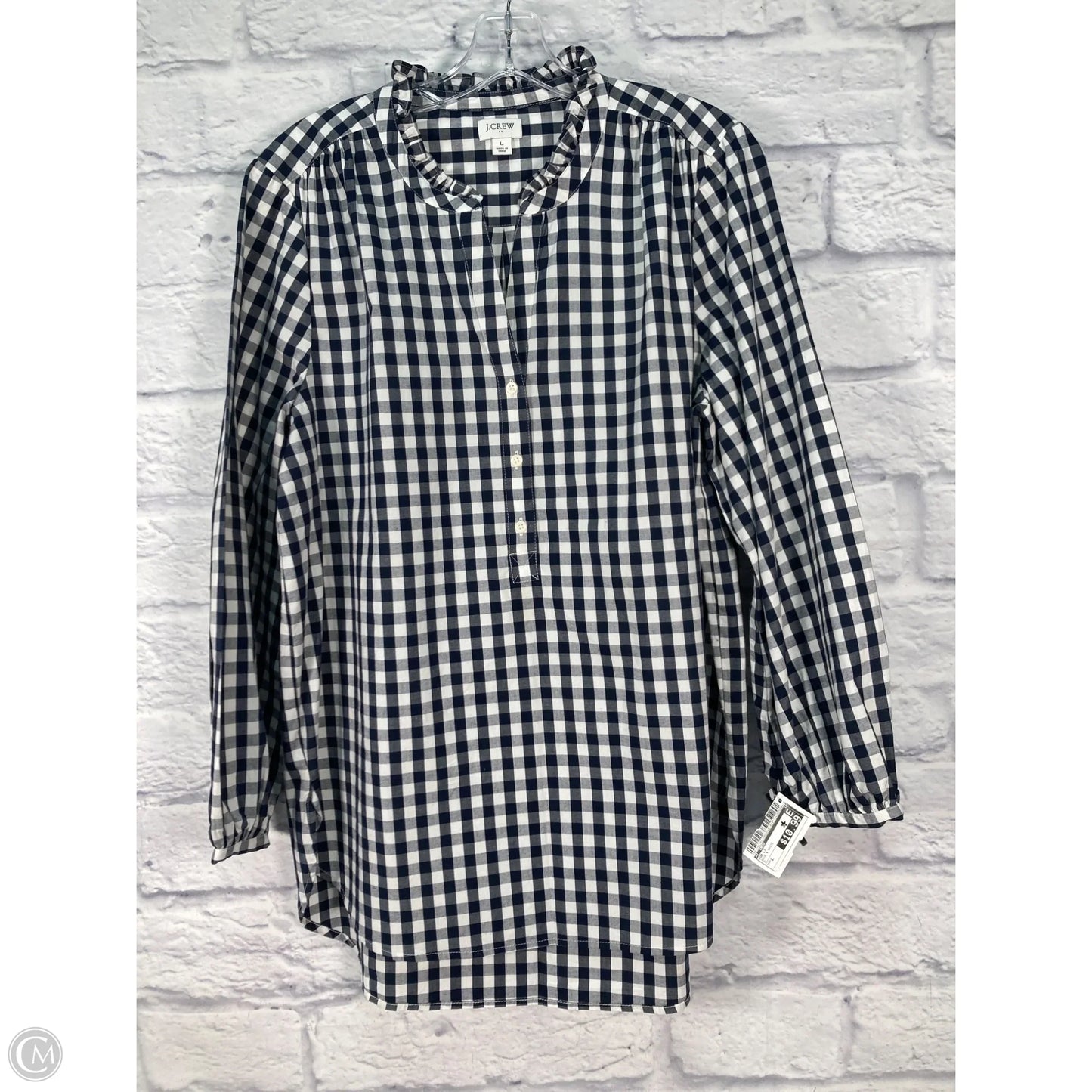 Top Long Sleeve By J. Crew In Blue & White, Size: L