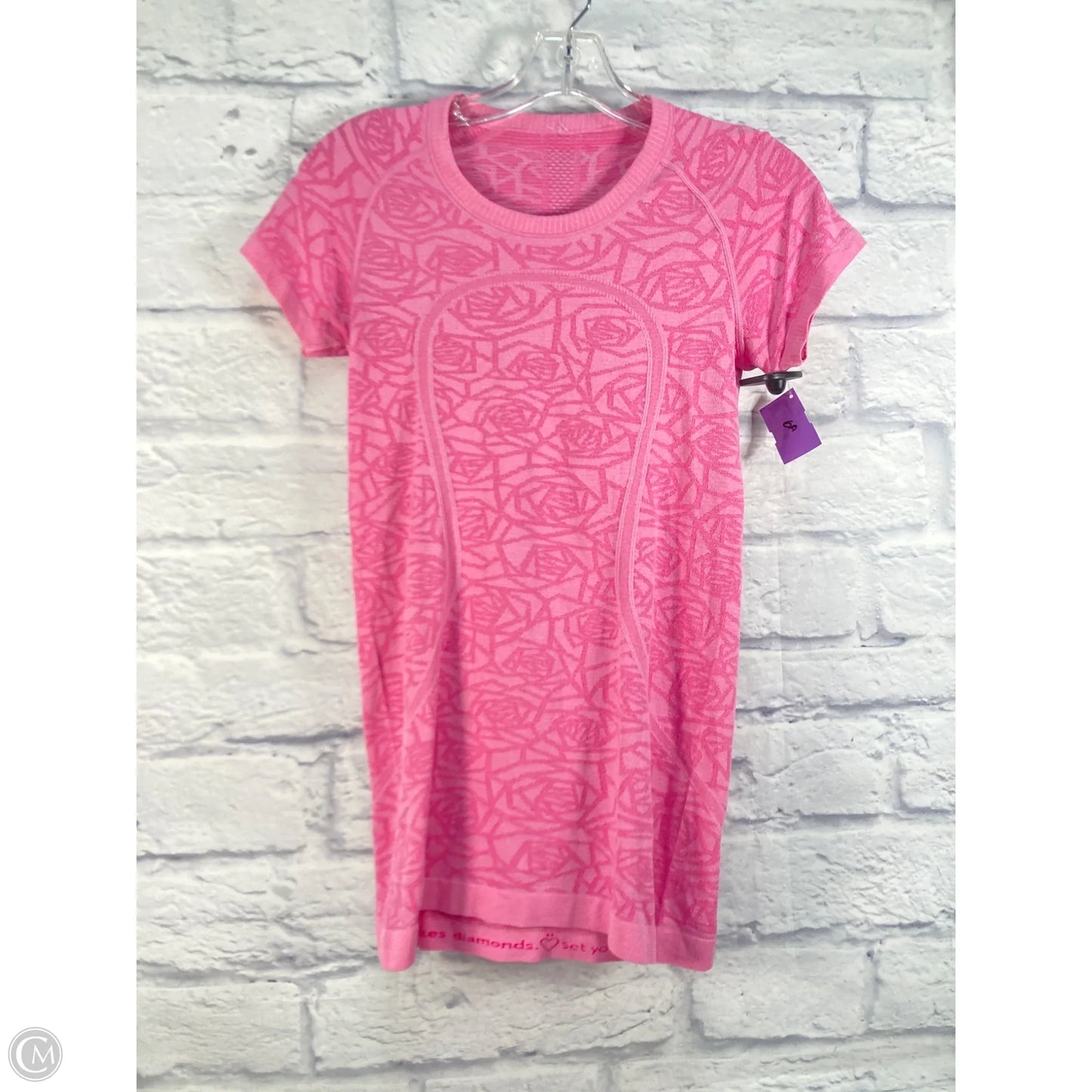 Athletic Top Short Sleeve By Lululemon In Pink, Size: 6