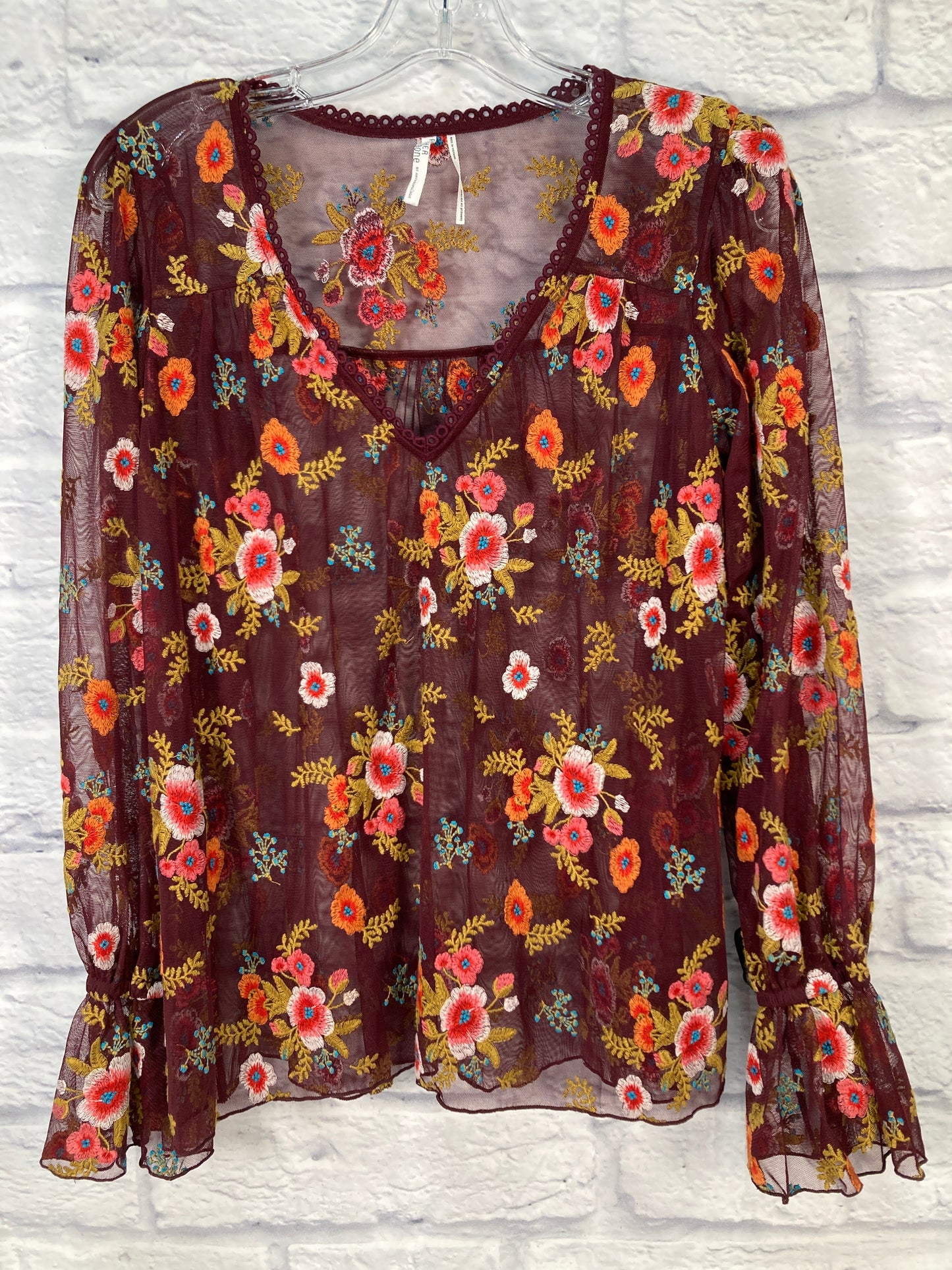 Red & Yellow Top Long Sleeve Anthropologie, Size S