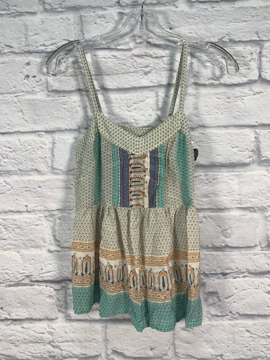 Cream & Green Top Sleeveless Anthropologie, Size Xs