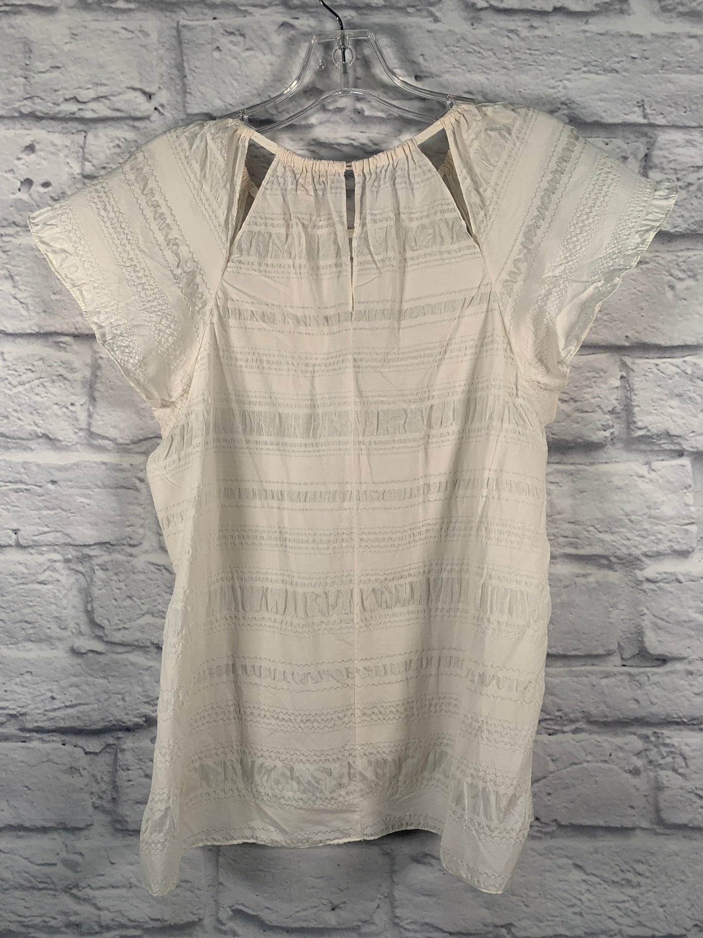 Top Short Sleeve Designer By Rebecca Taylor In Cream, Size: M