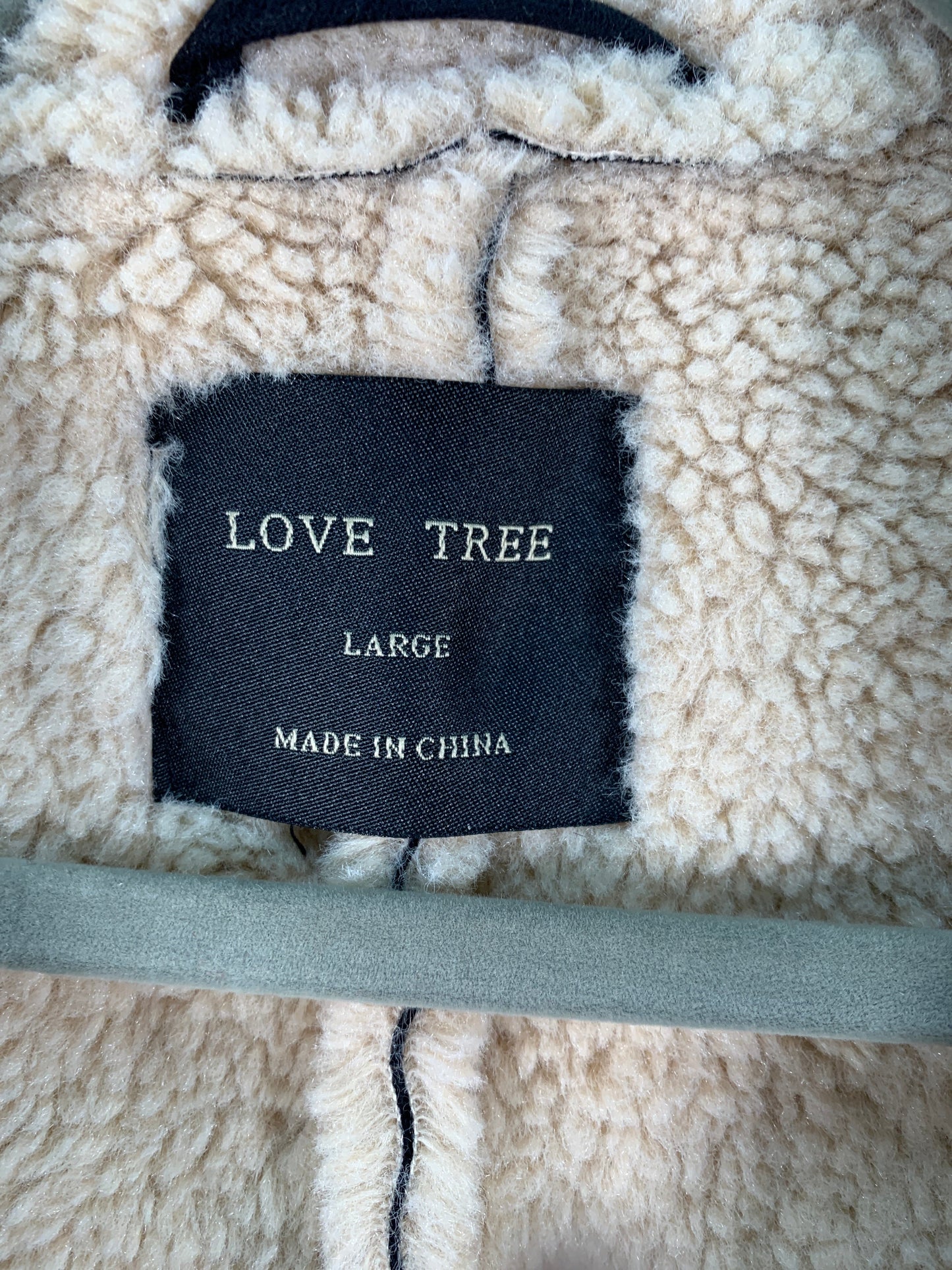 Coat Faux Fur & Sherpa By Love Tree In Black & Cream, Size: L