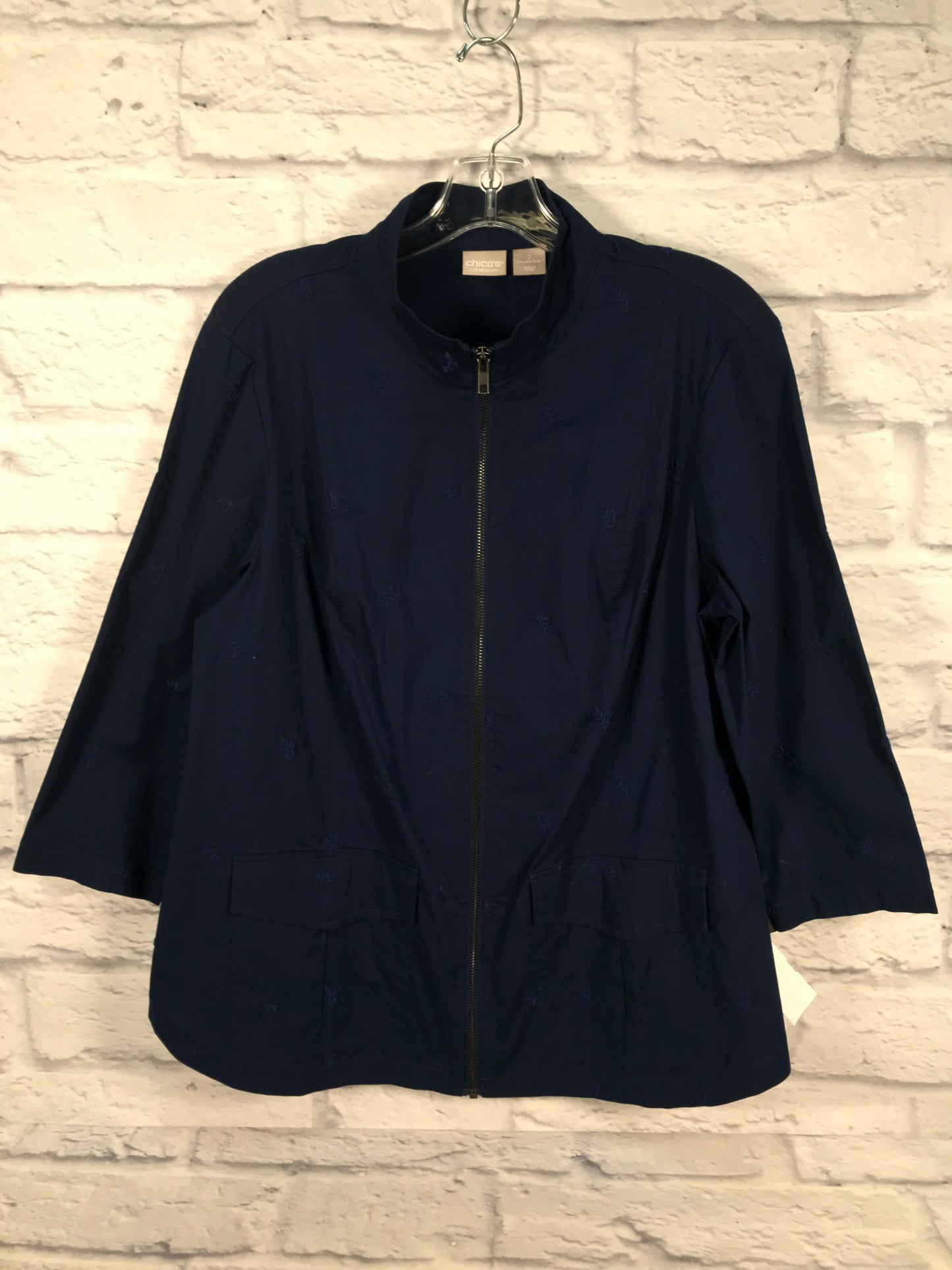 Jacket Shirt By Chicos In Blue, Size: L