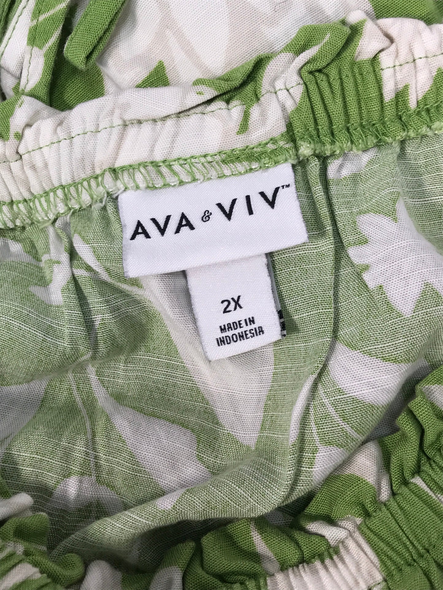 Dress Casual Maxi By Ava & Viv In Green & White, Size: 2x