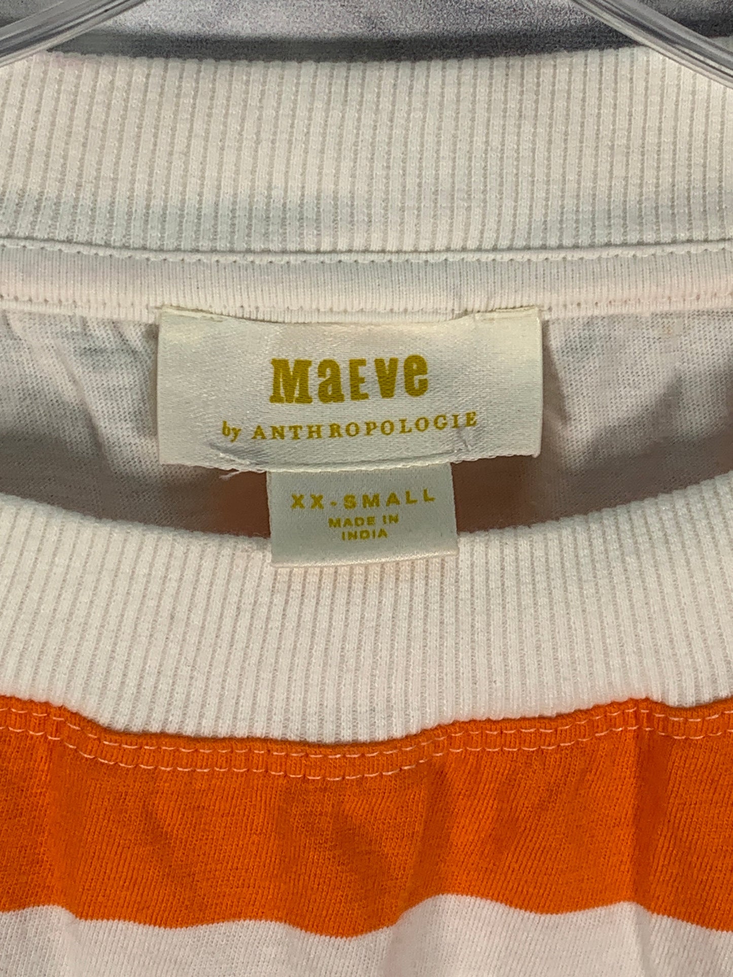 Top Sleeveless By Maeve In Orange & White, Size: Xxs