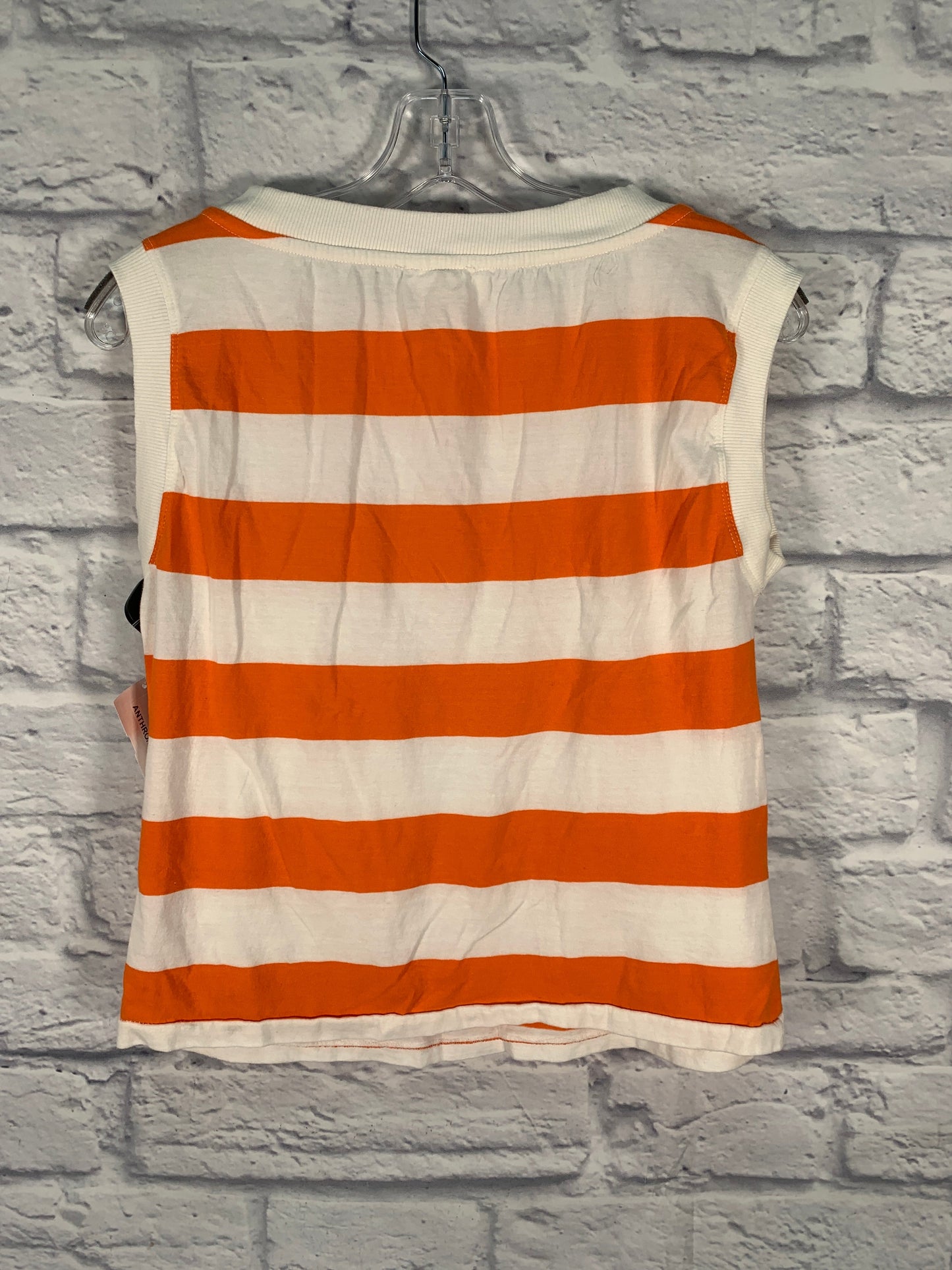 Top Sleeveless By Maeve In Orange & White, Size: Xxs