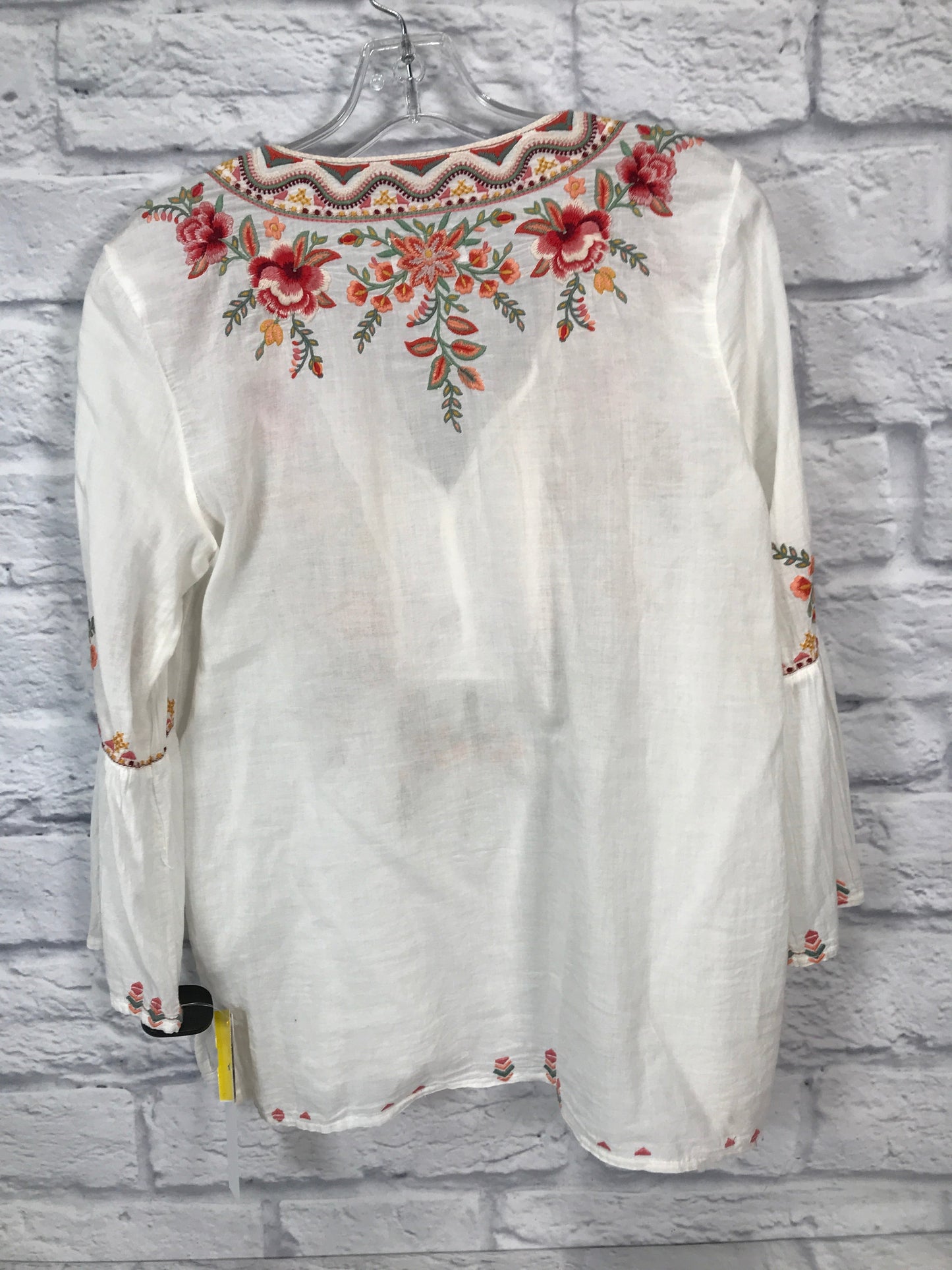 Top Long Sleeve Designer By Johnny Was In Cream & Pink, Size: S