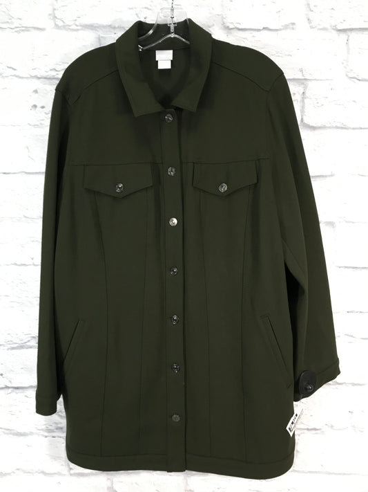 Jacket Shirt By Chicos In Green, Size: Xl