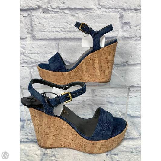 Sandals Designer By Stuart Weitzman In Blue & Brown, Size: 9