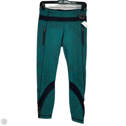 Athletic Leggings By Lululemon In Black & Green, Size: S