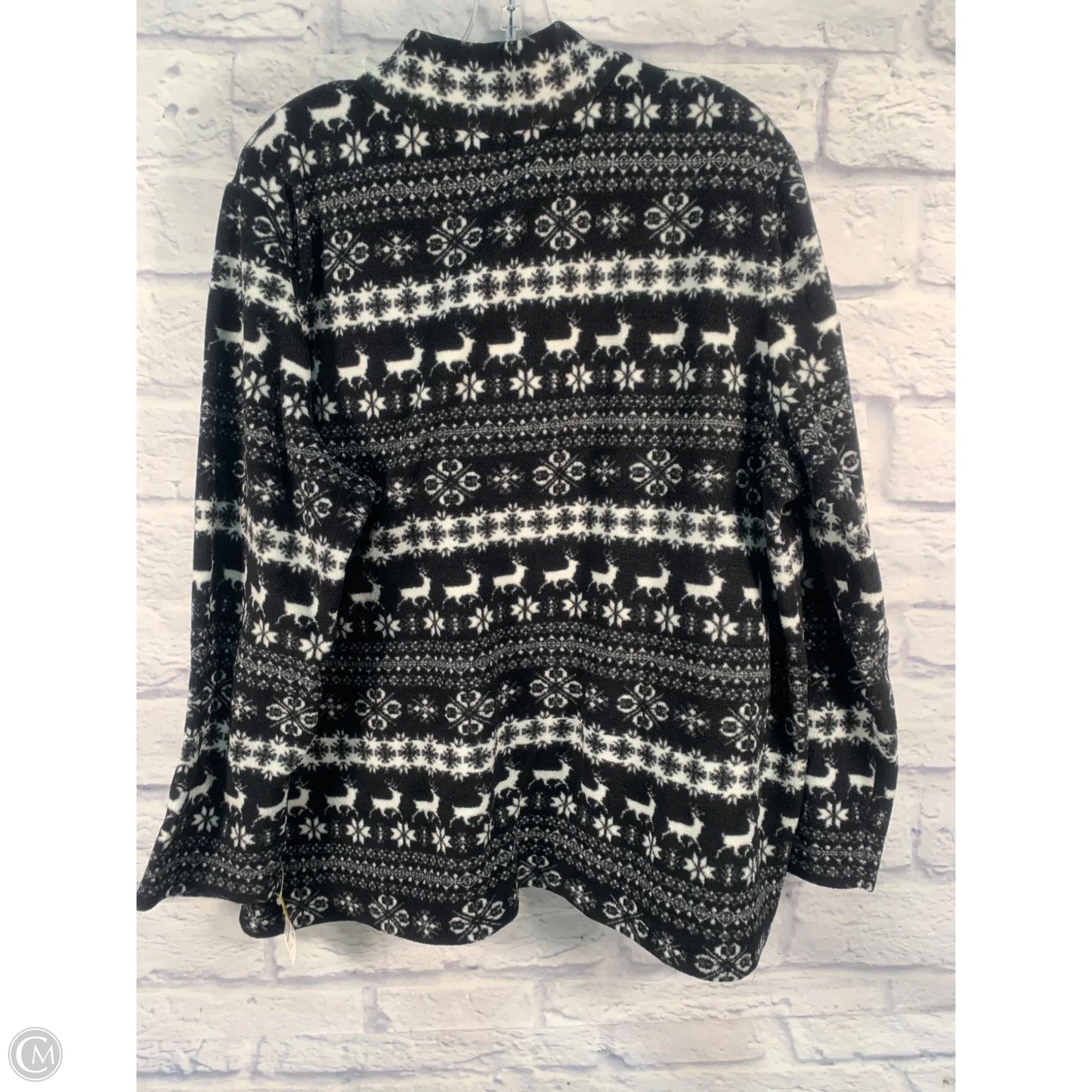 Jacket Fleece By Talbots In Black & White, Size: 2x