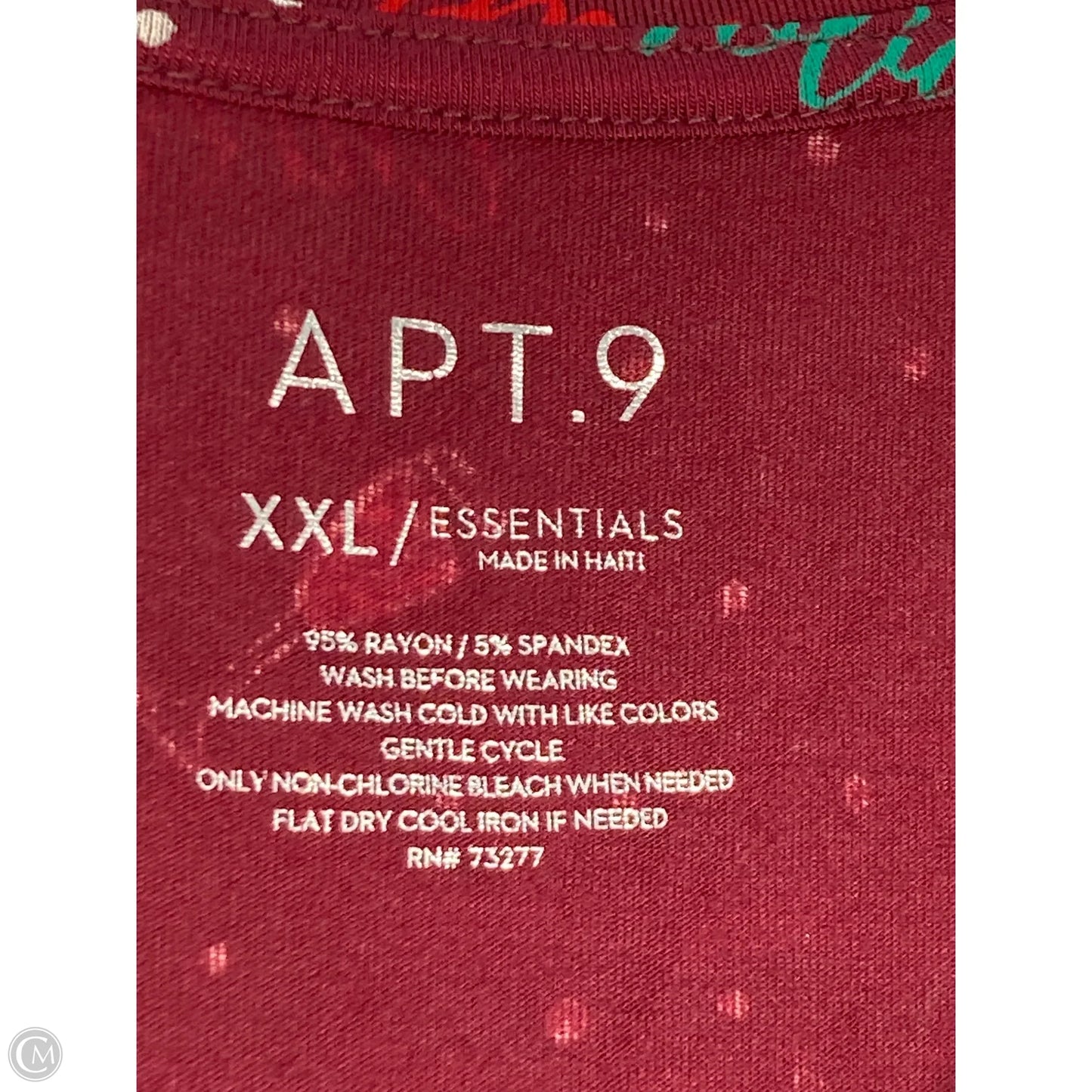 Top Short Sleeve Basic By Apt 9 In Maroon, Size: Xxl