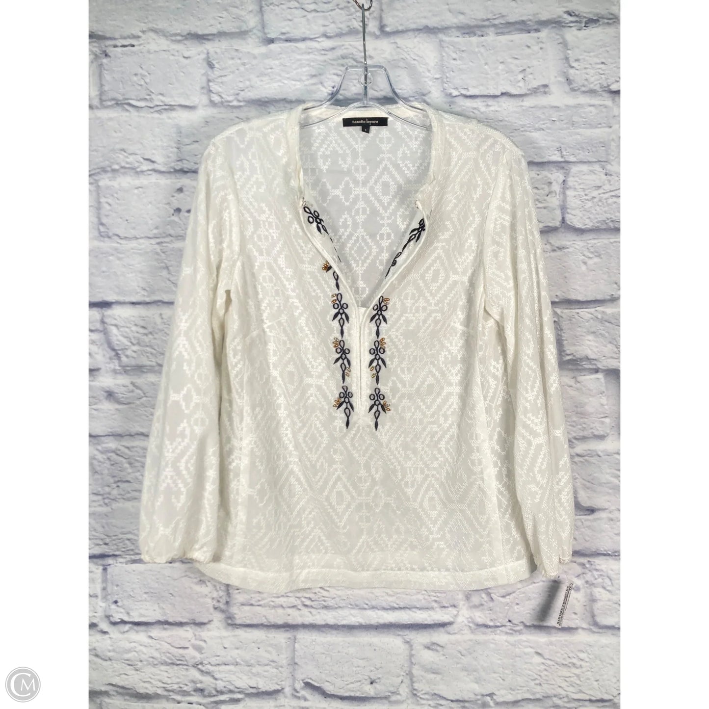 Blouse Long Sleeve By Nanette Lepore In Black & Cream, Size: S