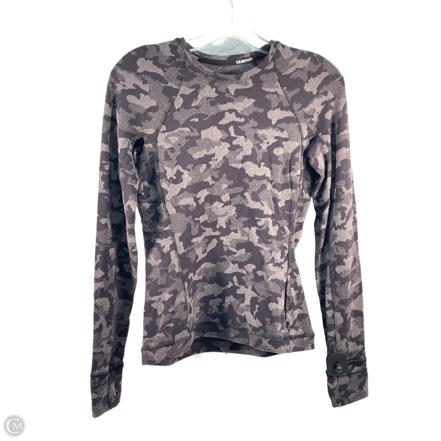 Athletic Top Long Sleeve Crewneck By Lululemon In Black & Grey, Size: S