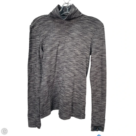 Athletic Top Long Sleeve Collar By Lululemon In Black & Grey, Size: S