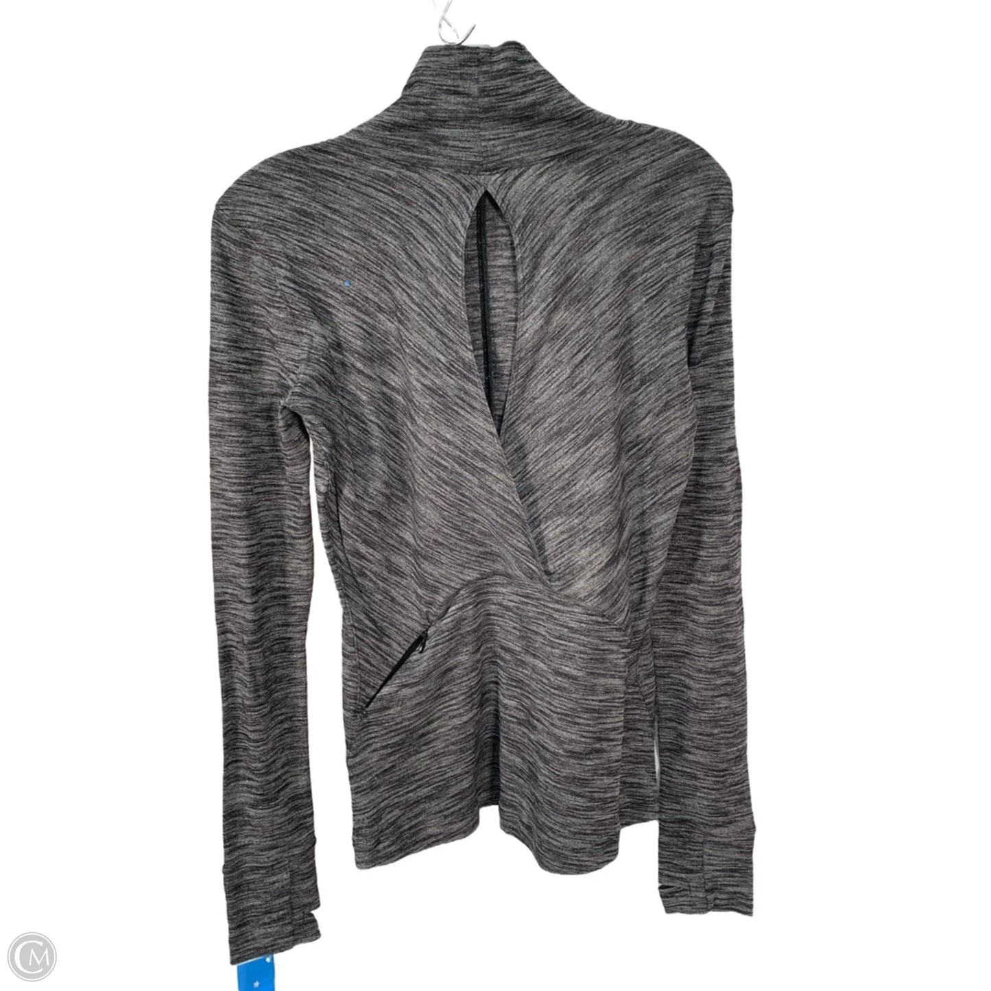 Athletic Top Long Sleeve Collar By Lululemon In Black & Grey, Size: S