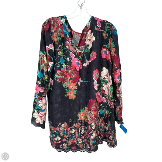 Blouse Long Sleeve By Johnny Was In Blue & Pink, Size: M