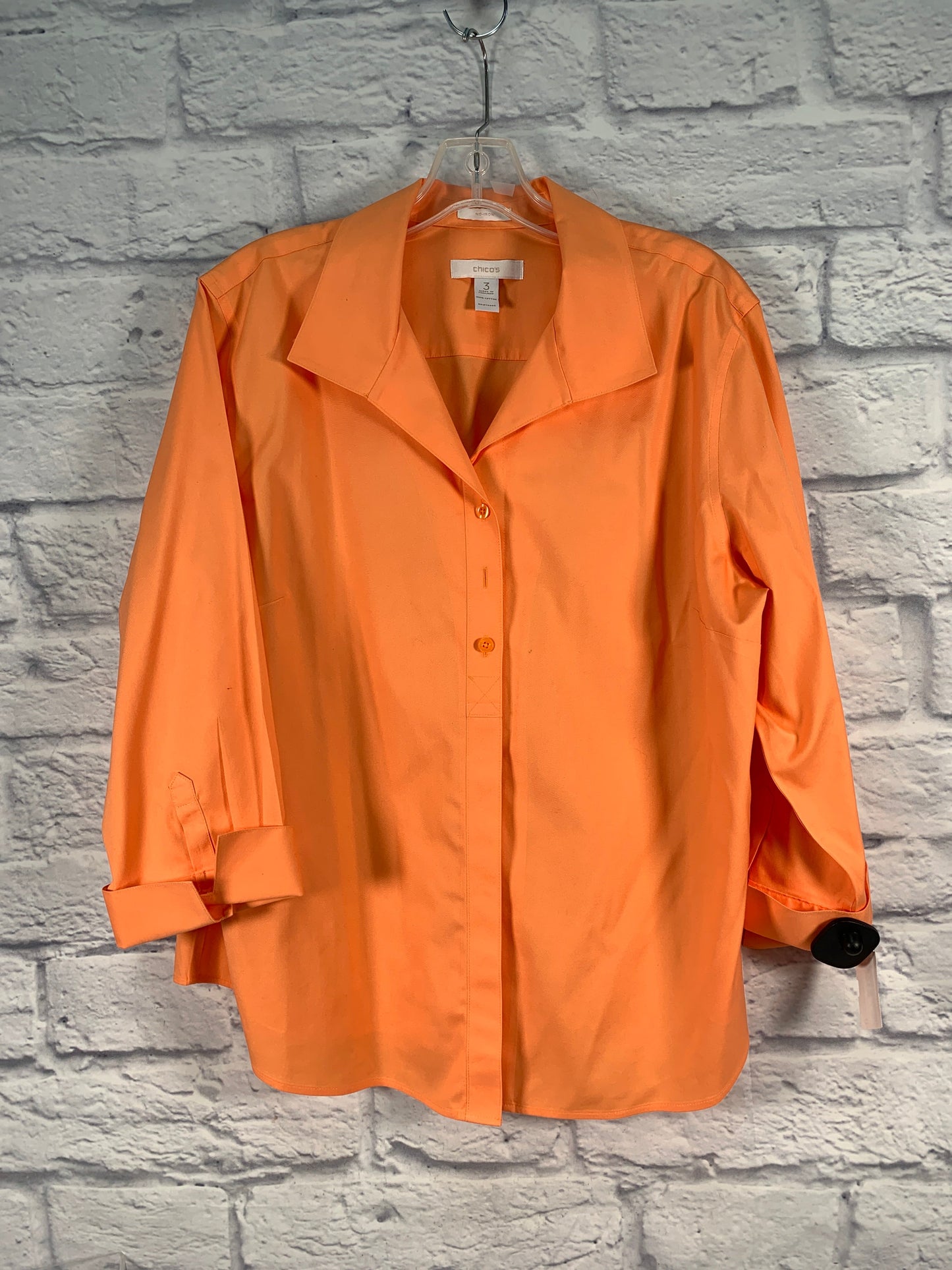 Orange Top Long Sleeve Chicos, Size Xl