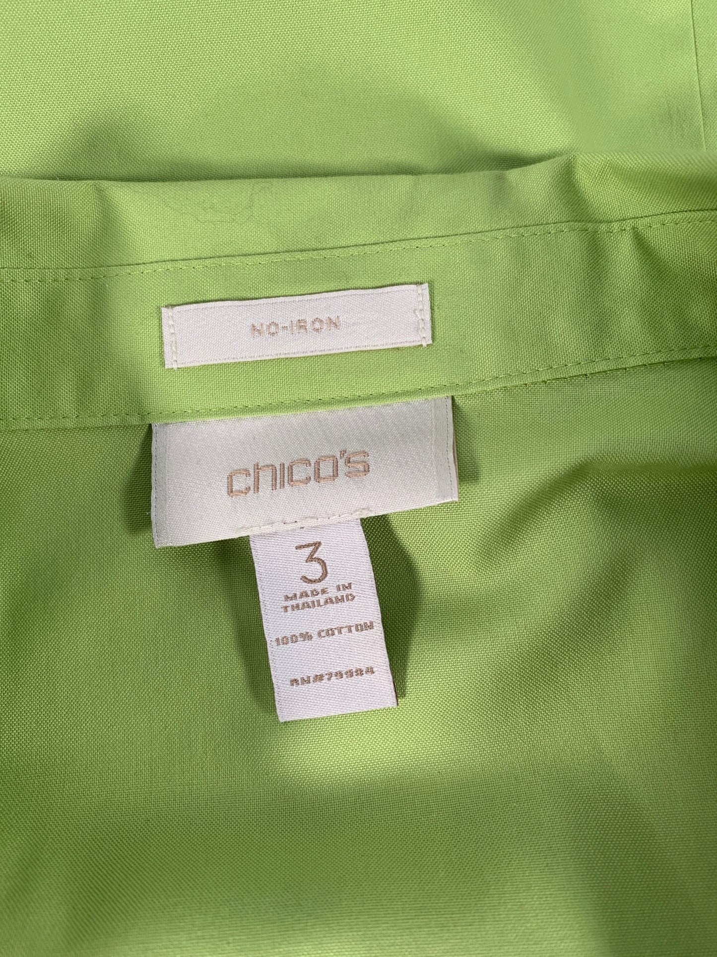 Green Top Long Sleeve Chicos, Size Xl