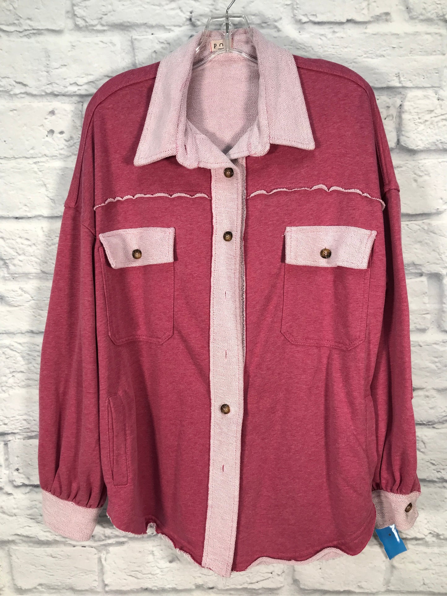 Jacket Shirt By Pol In Pink, Size: S