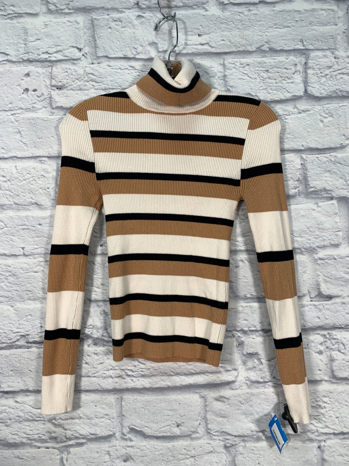 Top Long Sleeve By Maeve In Brown & White, Size: Xs