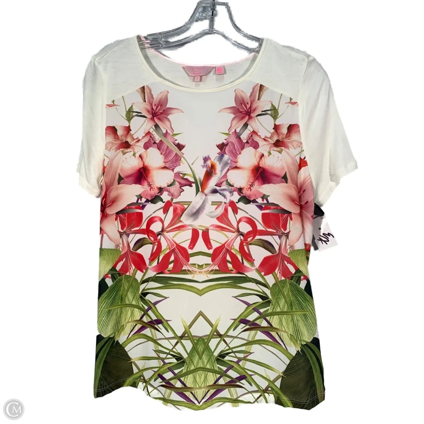 Blouse Short Sleeve By Ted Baker In Cream, Size: S