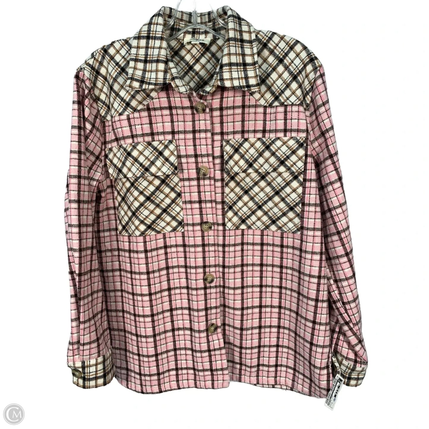 Jacket Shirt By Umgee In Brown & Pink, Size: M