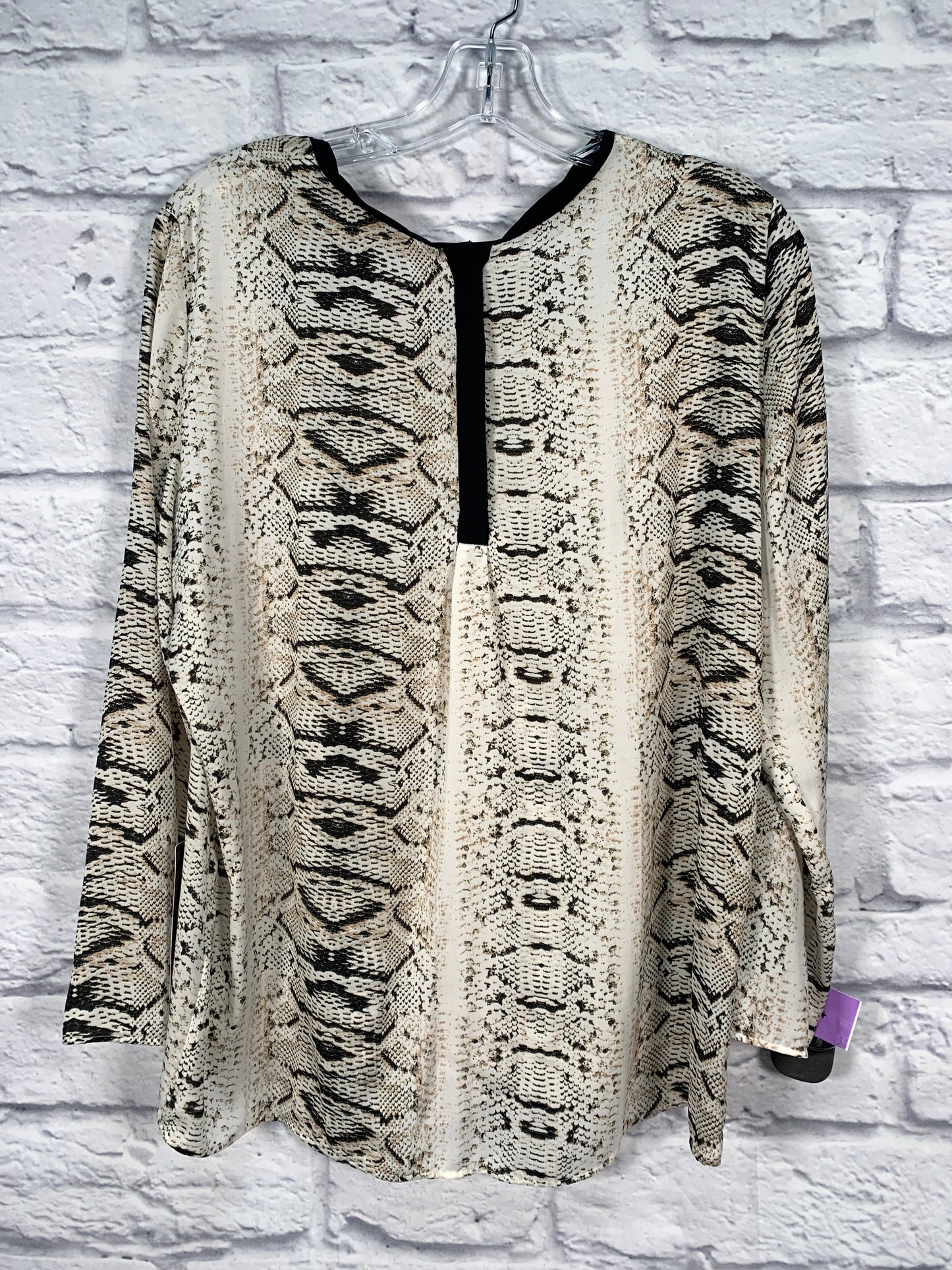 Snakeskin Print Top Long Sleeve Zara Basic, Size L