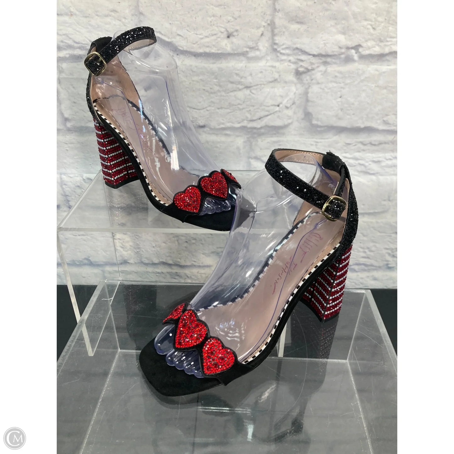 Sandals Heels Block By Betsey Johnson In Black & Red, Size: 6