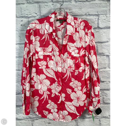 Top Long Sleeve By Tommy Bahama In Pink & White, Size: S
