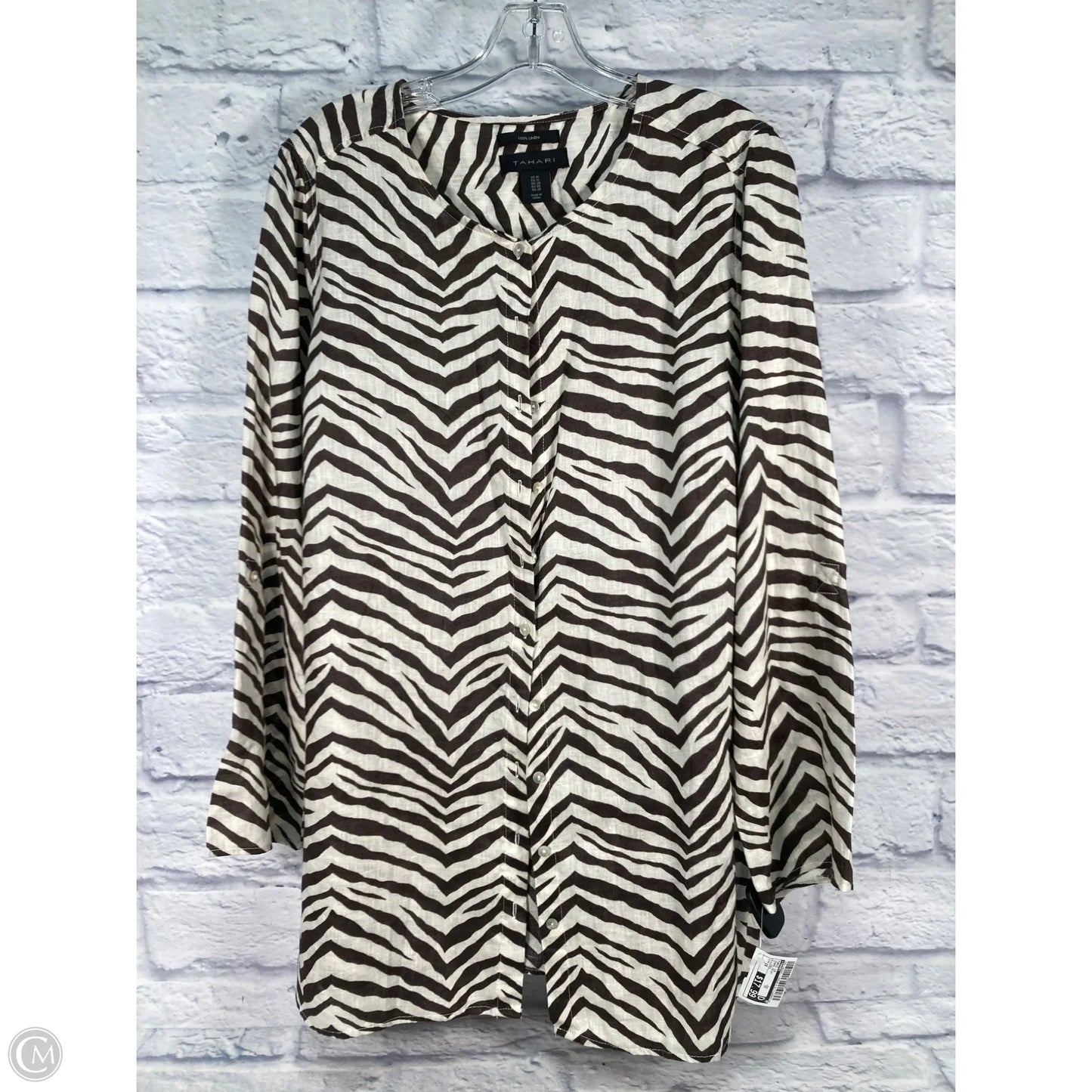 Tunic Long Sleeve By Tahari In Zebra Print, Size: 1x