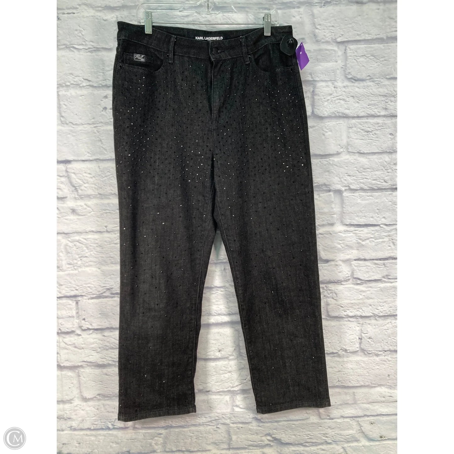 Jeans Designer By Karl Lagerfeld In Black Denim, Size: 12
