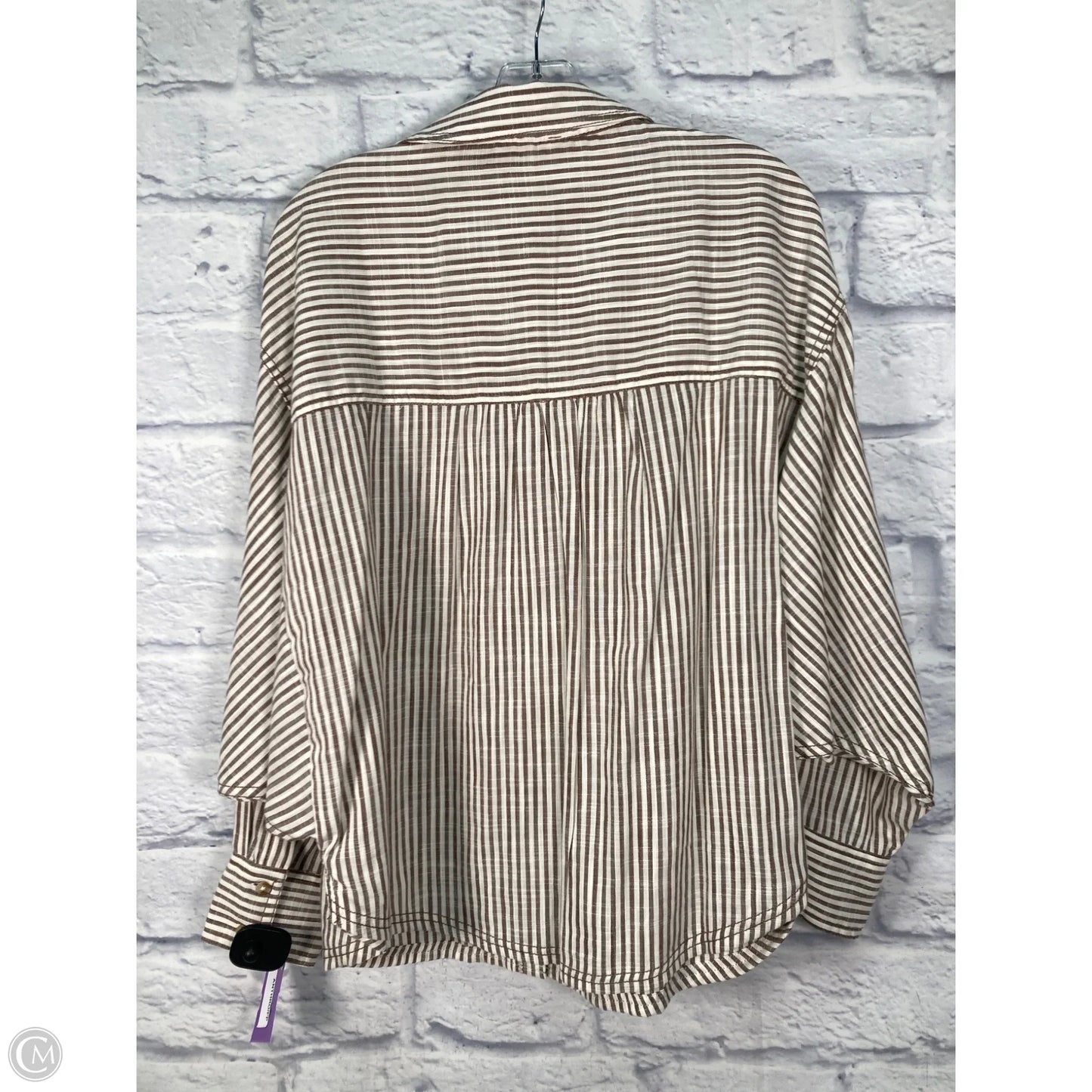 Top Long Sleeve By Pilcro In Brown & Cream, Size: M