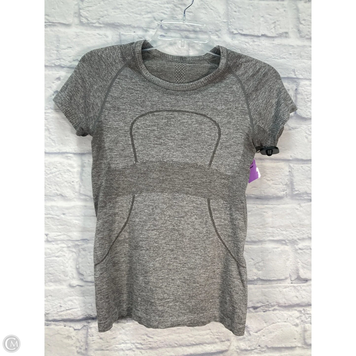 Athletic Top Short Sleeve By Lululemon In Grey, Size: S